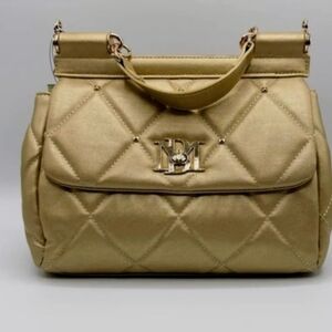 Badgley Mischka Diamond Quilting Studs Bag GOLD Crossbody NWOT